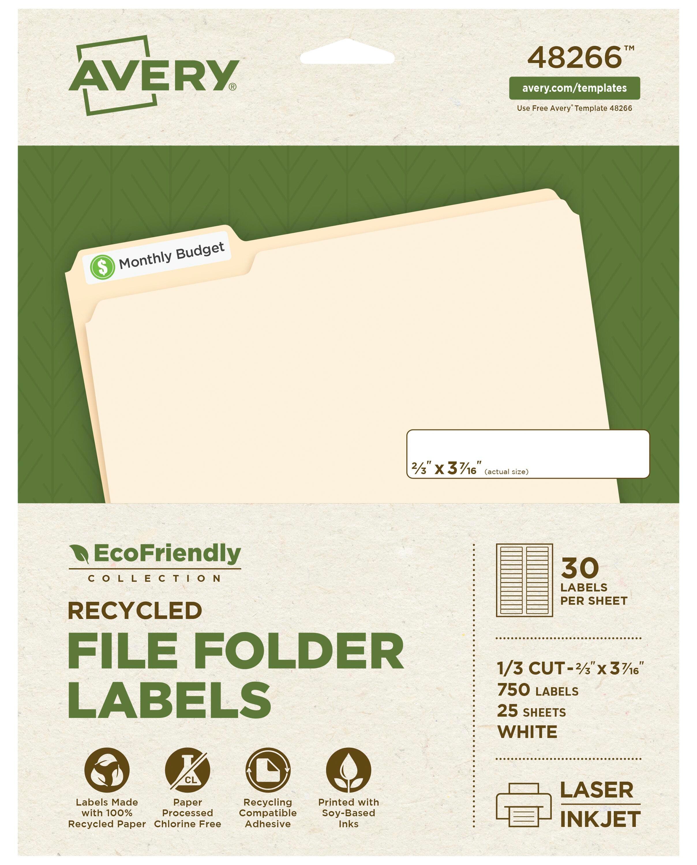 Avery EcoFriendly File Folder Labels, 2/3 x 3-7/16 Inches, Pack of 750 1370158